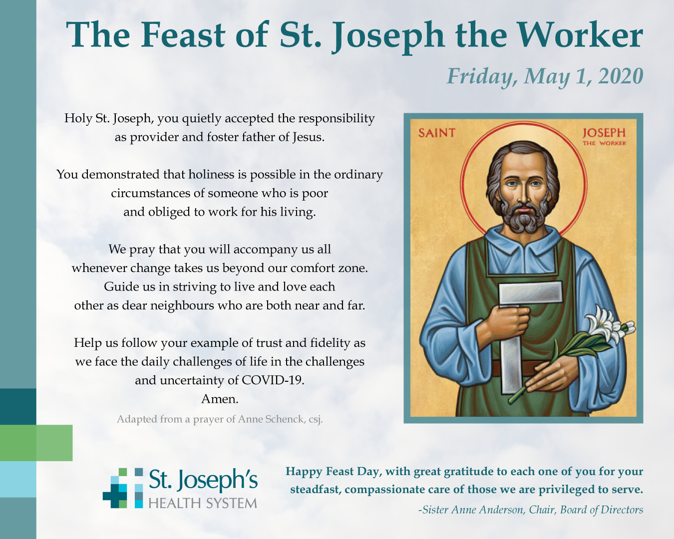 The Feast of St. Joseph the Worker St. Joseph's Health System